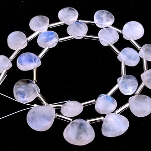 AAA Quality 1 Strand Natural Rainbow Moonstone,Heart Shape Beads,Smooth Moonstone,Size 7-8 MM ,Blue Fire Moonstone 23 Pieces,Wholesale Rate