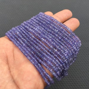 Highly Recommended Gemstone Genuine Natural Tanzanite Beads, AAA Grade Faceted Rondelle Beads, Size 3.5-4 MM Blue Stone Tiny Rondelle Beads