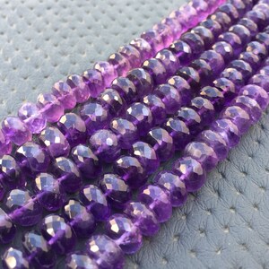 Natural Blue Amethyst Rondelle Beads: Faceted 8-8.5mm, 13 Inch Strand
