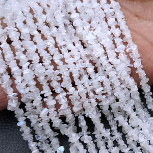 AAA Quality 16&quot; Natural Rainbow Moonstone Chip Beads,Uncut Beads,Moonstone Beads,5-7 MM,Jewelry Making,Polished Smooth Beads,Wholesale Price