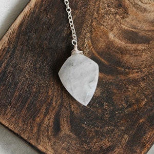 Sterling Silver Clear Quartz Pencil Pendant Necklace - Handmade Gemstone Jewelry