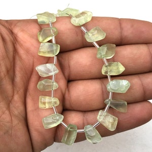 21 Faceted Prehnite Gemstone Beads: Polished Rough, 7x12-8x13mm