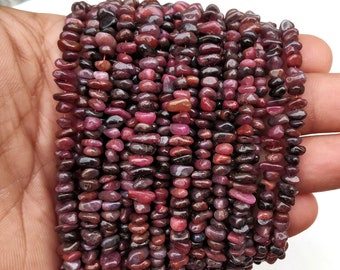 Natural Ruby Chip Beads 16": Polished Gemstone Jewelry Making (4-5 MM)
