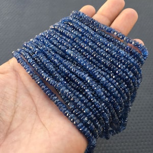 Faceted Blue Kyanite Rondelle Beads: Natural Gemstone Strand (3.5-6.5 MM)