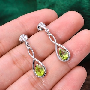 92.5 Sterling Silver Earring, Natural faceted Gemstone Earring, Dangling Earring, Designer Dangle, Long Silver Earring , Birthstone Earring