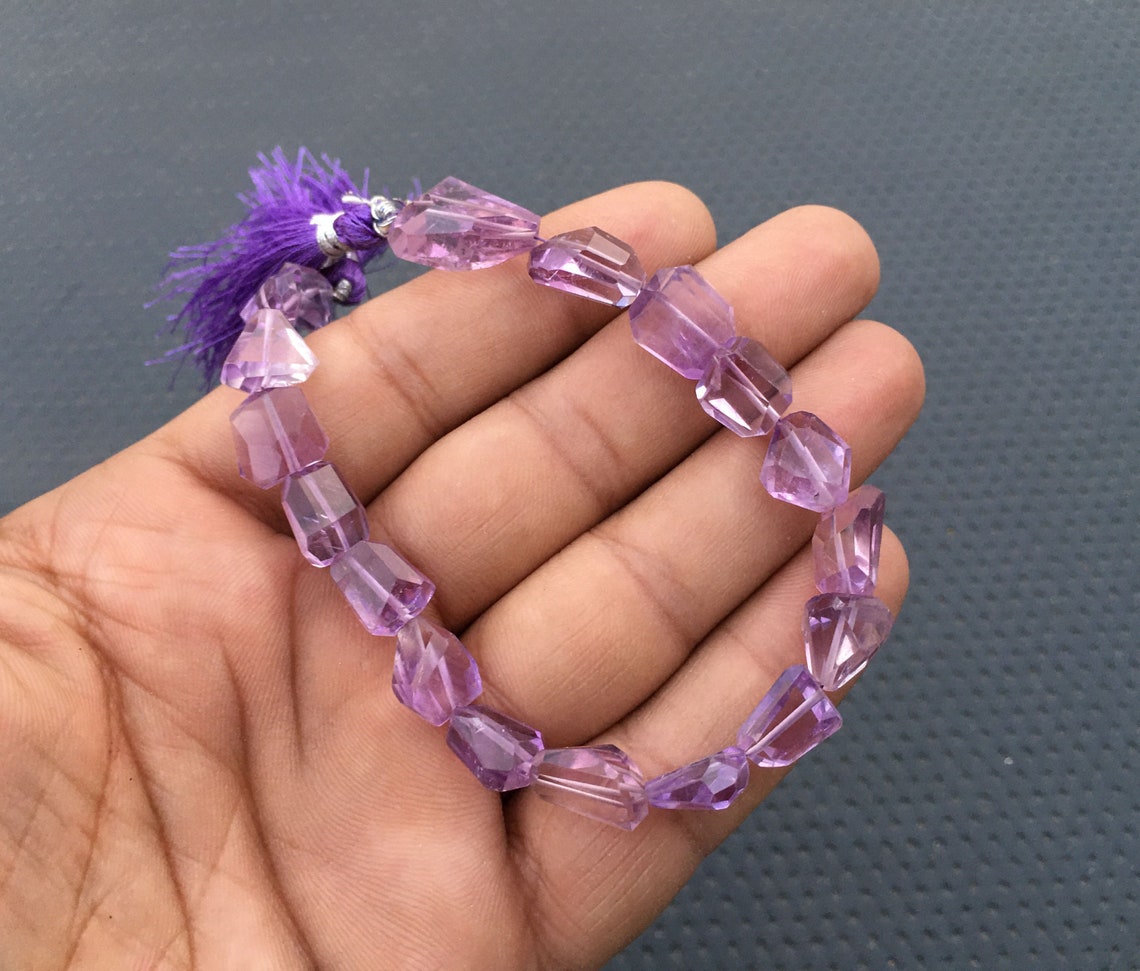 16 Piece Natural Pink Amethyst Gemstone Faceted Nuggets Beads Etsy