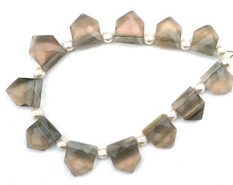 Faceted Fluorite Briolette Beads: Geometric Shapes, Jewelry Making Strand