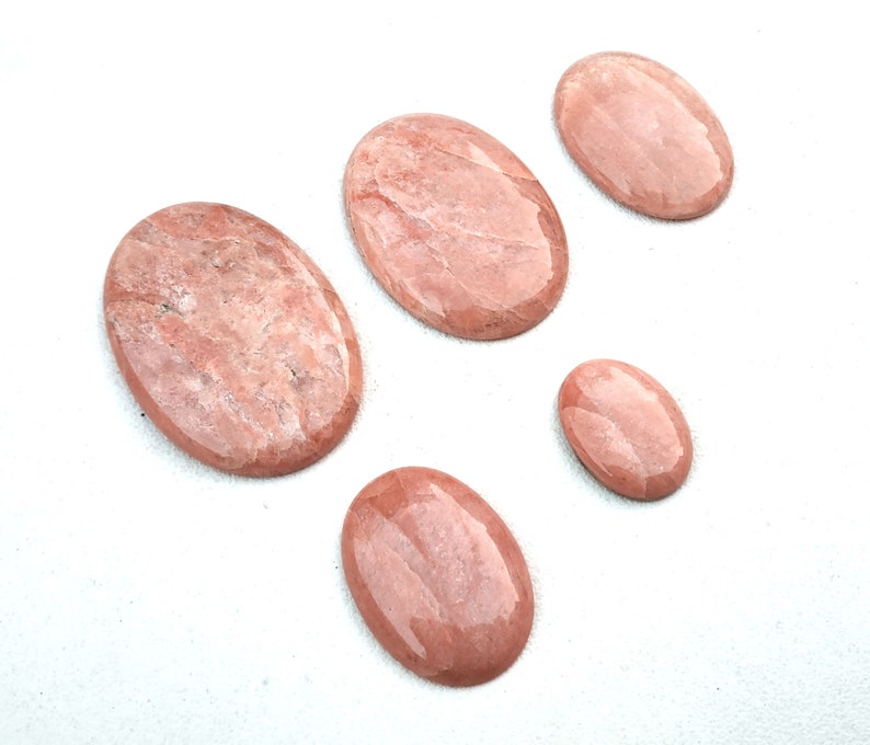 Very Rare Collection 5 Pieces Natural Apple Coral Jasper Gemstone,Oval Shape,Smooth Cabochon,Size 15x21-29x42 MM Approx,Making Jewelry