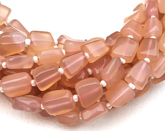 Peach Moonstone Nugget Strand: Golden Rutile, Strawberry Quartz, 14 Inch