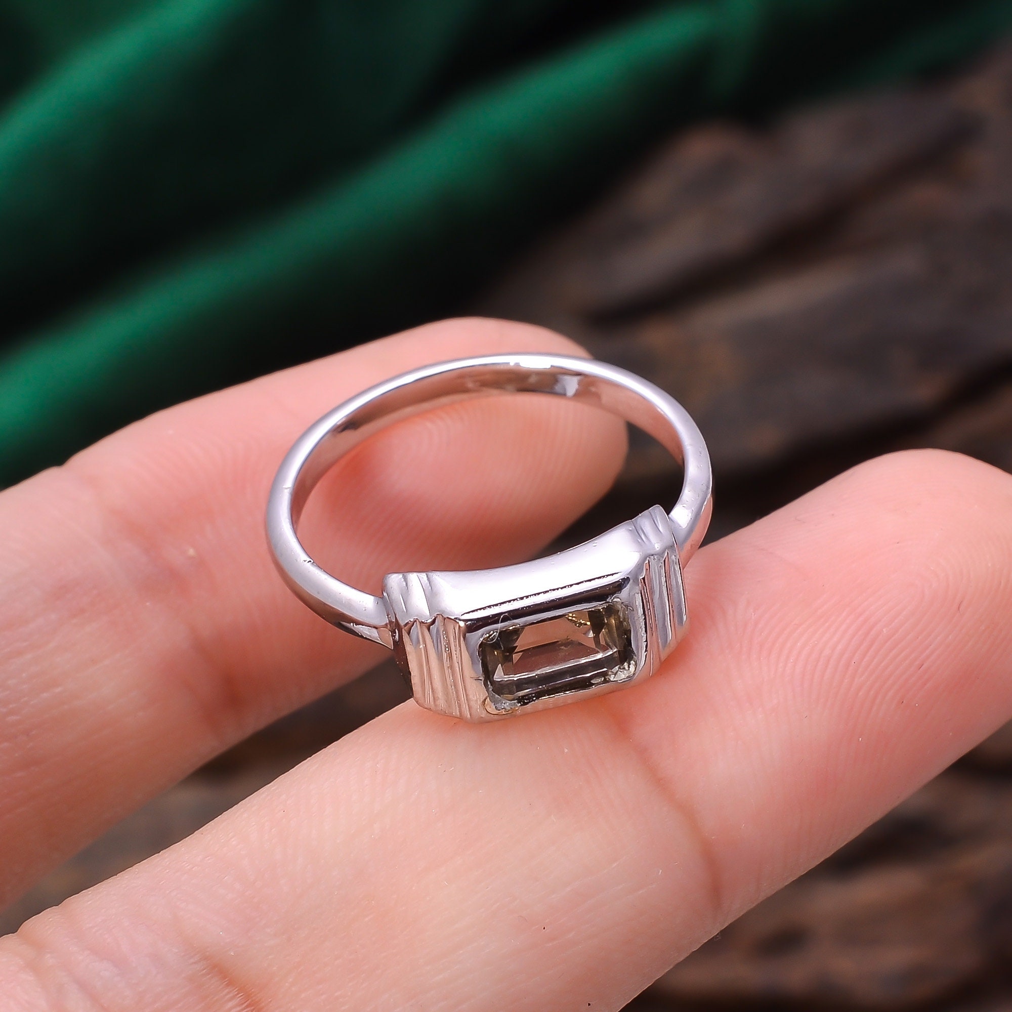 Gemstone Ring 3 Gram Natural Smoky Quartz Radiant Shape Ring - Etsy UK