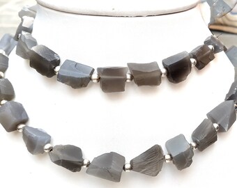 Grey Moonstone Strand: 16 Top Drilled Gemstone Pieces (8x13-14x16 MM)