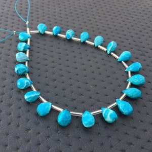 Blue Turquoise Briolette Beads: Faceted Teardrop Gemstone Strand