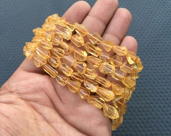 Natural Citrine Nugget Beads: Faceted Gemstone Strand