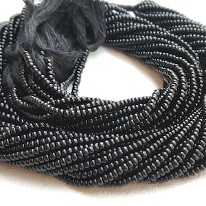 5 fili di perline Heishi nere, perline rondelle, perline Heishi lunghe 14&quot;, misura 2 mm, per realizzare gioielli, prezzo all&#39;ingrosso