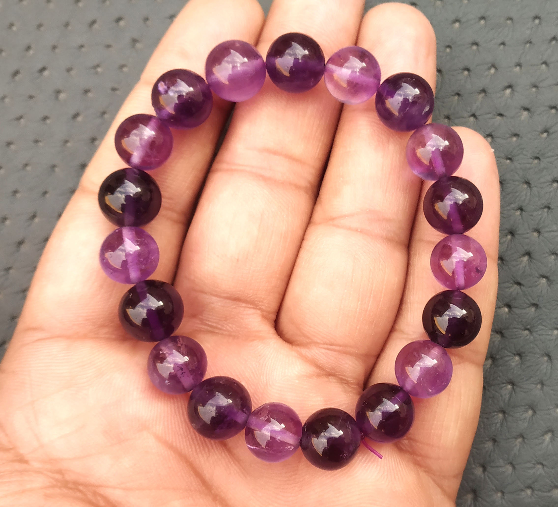 February Birthstone Natural Purple Amethyst Gemstone Stretch Etsy