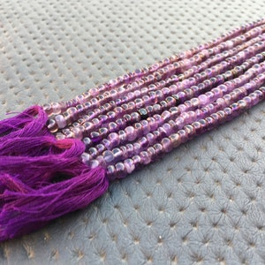 12.5&quot;Inch Long Strand Natural Amethyst Gemstone Size 3-4 MM February Birthstone Amethyst Smooth Rondelle Beads Making Jewelry Amethyst Beads