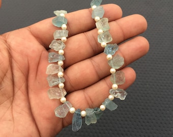 25 AAA Aquamarine Gemstone Pieces: Rough Drilled Aqua Jewelry Making (6x8-10x15 MM)