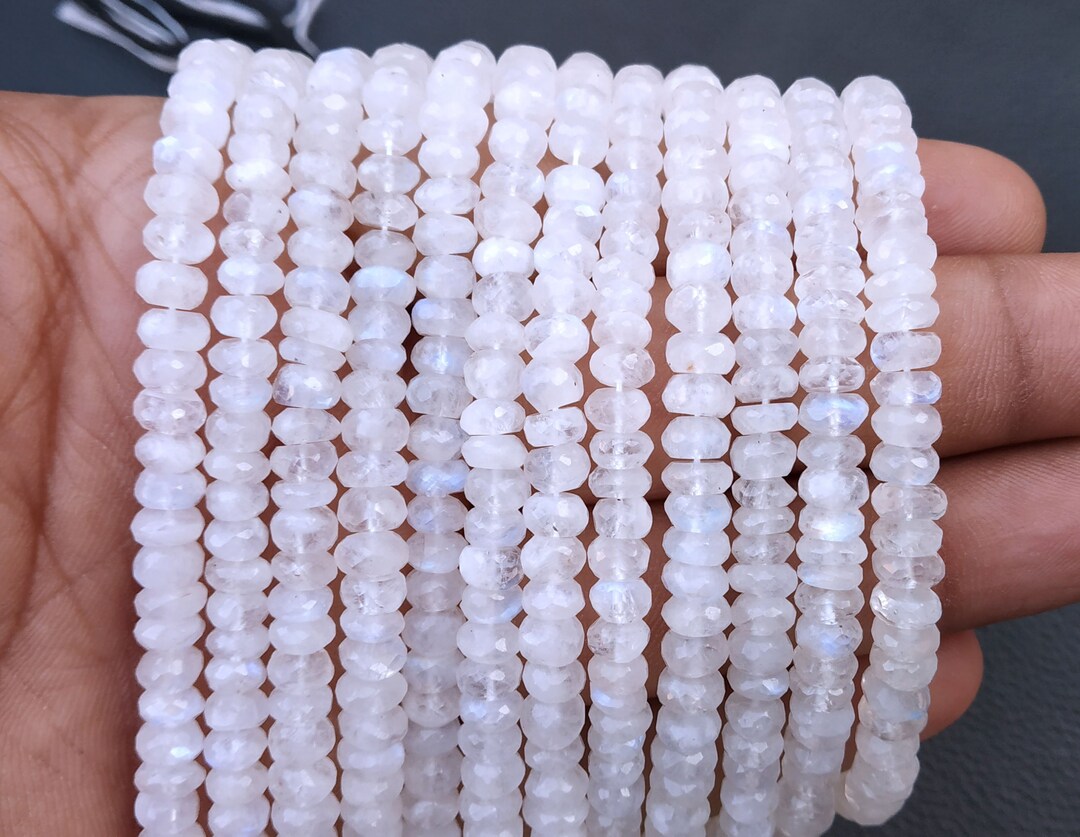 thumbnail image 2 of 1354 Cts Natural Moonstone Rondelle Beaded Necklace - 20'' - JaipurJewels 2 of 4