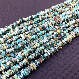 Arizona Turquoise Chip Beads: 5-6mm Smooth Uncut Gemstone Strand