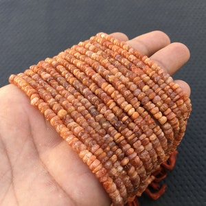 Ravishing Stone Natural Sunstone Beautiful 13&quot; Strand Smooth Tyre Shape Bead,Natural Gemstone 3.5-4 MM Tyre Beads,Best Quality Gemstone