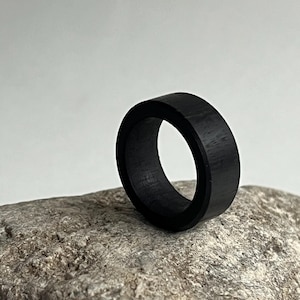 Handcrafted Bog Oak Wood Ring: Black Wood Accessory