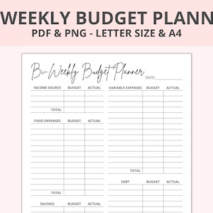 Bi-Weekly budget planner, Budget template, Budget tracker, Budget planner, Expenses tracker, Household budget, Savings tracker