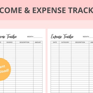 Income tracker, Expense tracker, Money tracker, Budget planner, Budget trackers, Expense organizer, Finance tracker, Instant download
