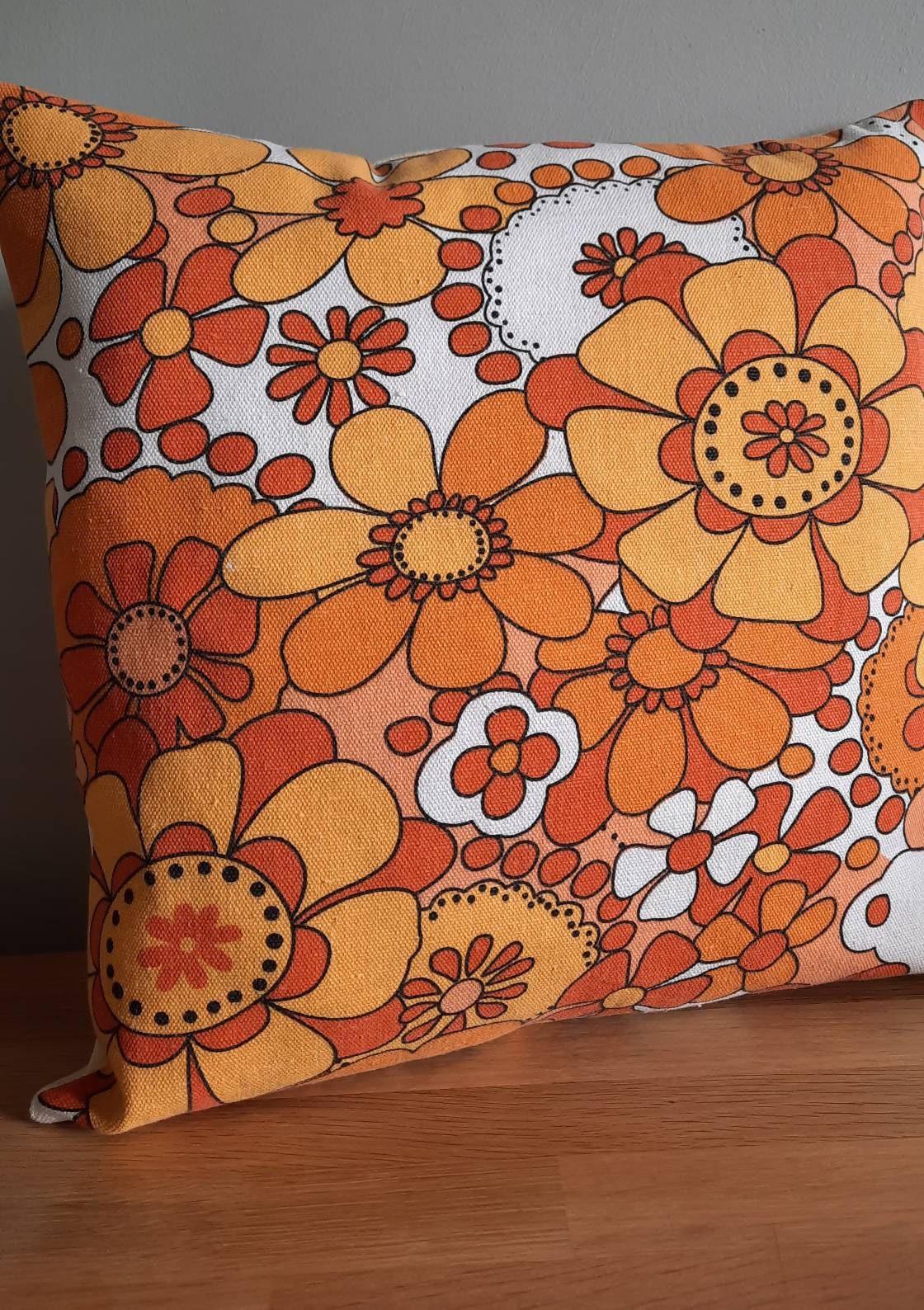 handmade retro pink orange to suit 16 Vintage fabric cushion cover