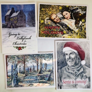 4 verschiedene Weihnachtskarten (Outlander) Originale Set B