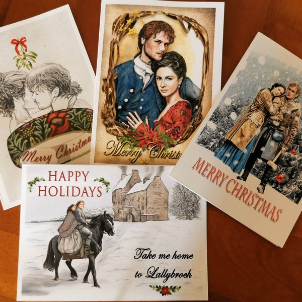 4 assorted Christmas Cards  (Outlander) Original artwork