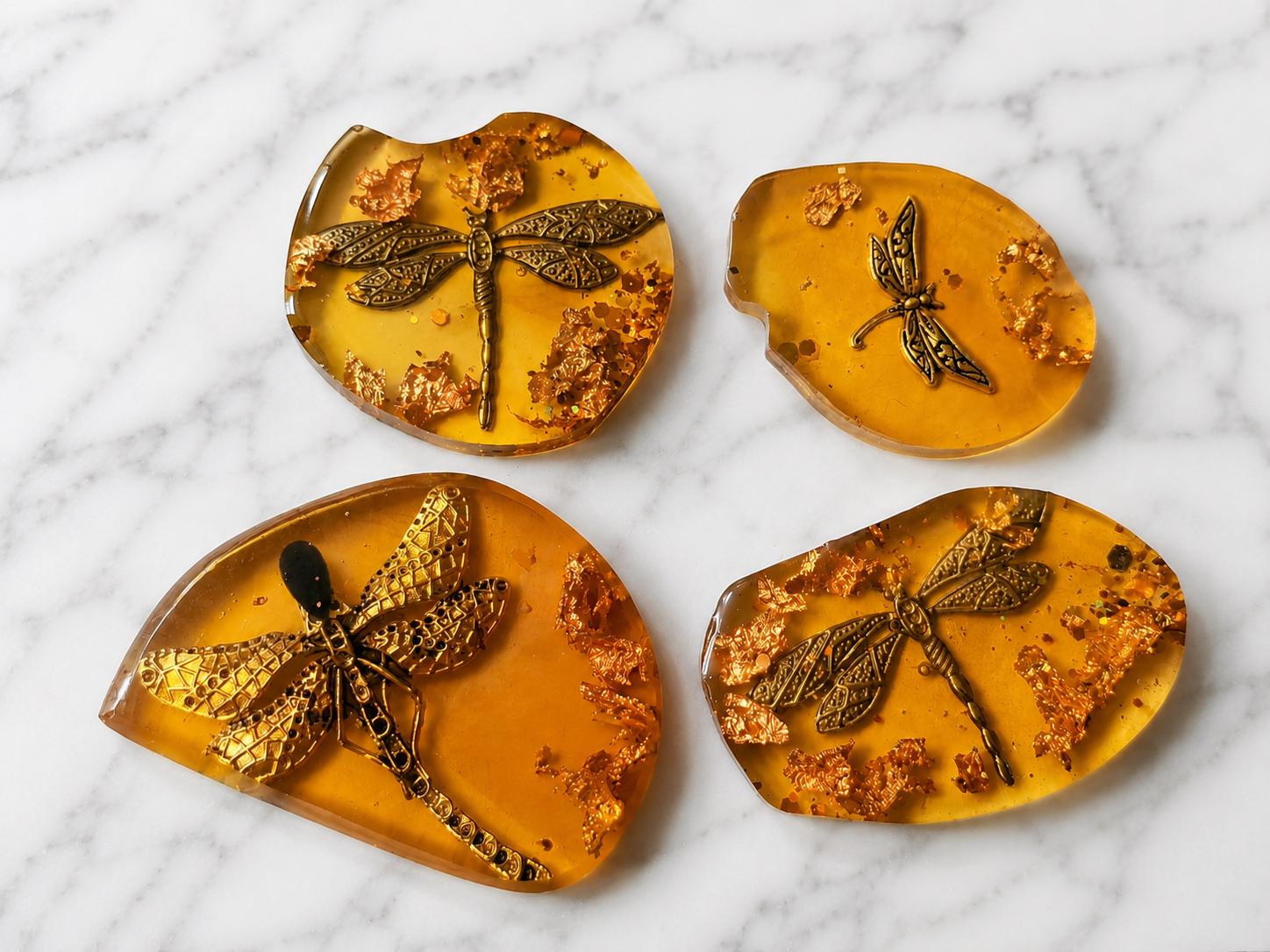クリストファーマーレー　標本　イトトンボ　Amber Damselfly Handmade 