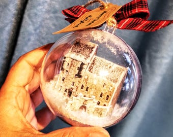 Miniature Lallybroch /Snow hanging ball/Outlander / Christmas gift.