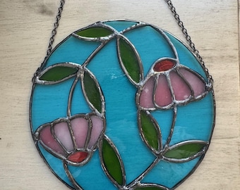 Stained Glass Pink Coneflower Echinacea Circular Suncatcher