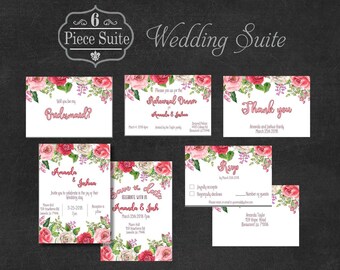 Wedding Invitation Download, Wedding Invitation, Wedding Suite, Wedding Stationary, Floral Wedding Invitation, Printable Invitation, Digital
