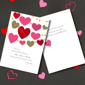 Tochter Valentinstag Karte, Valentinstag Karten, Valentinstag, Valentinstag, Karte zum Muttertag, digitale Karten, druckbare Karte, Karte für Sie, Urlaubskarten, Karte für Tochter