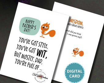 Funny Father's Day Card: Printable Digital Download for Dad