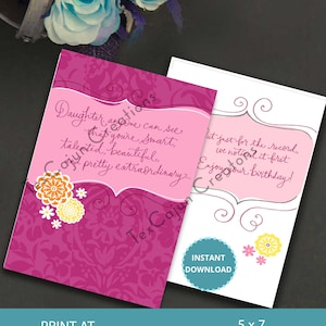 Besondere Geburtstagskarte für Tochter, Tochter Karte, alles Gute zum Geburtstag. Digitale Karte, Karte für Sie, Print at Home Karte, Digitale Datei