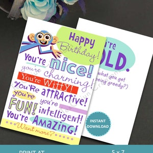 Your OLD Birthday Card, Funny Birthday Card, Digital Card, Funny Card, Card for Her, Card for Him, Card for Birthday, Printable Card