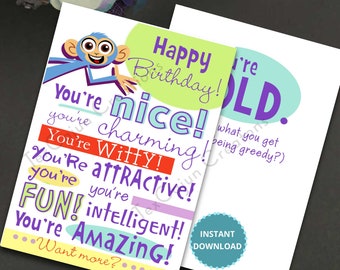 Grappige 'You're OLD'-verjaardagskaart (digitale download)