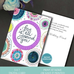 Friends Birthday, Birthday Card, Card for Birthday, Card for Friend, Digital Card, Happy Birthday Friend, Printable Card, Instant Download,