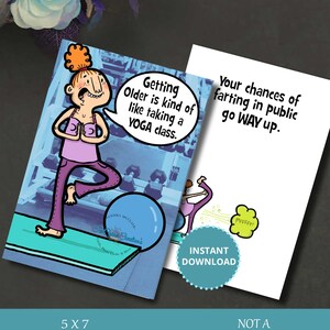 Funny Yoga Birthday Card: Getting Older (Digital Download)