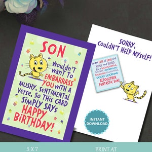 Son Birthday Card, Son&#39;s Birthday Card, Digital Card, Birthday, Love Card, Card for him, Printable Card, Instant Download, Digital ECard