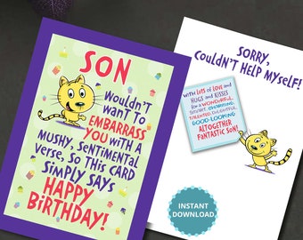 Printable Son Birthday Card - Digital Download Love Design
