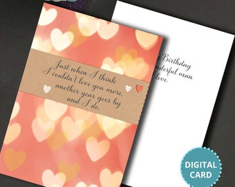 Romantic Husband Birthday Card - Printable Digital File