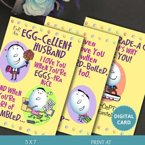 Egg-Cellent, Echtgenoot Paaskaart, Kaart voor Pasen, Kaart voor echtgenoot, Digitale kaart, Echtgenoot Kaart, Afdrukbare kaart, Instant Download
