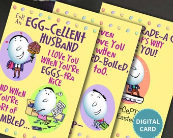 Egg-Cellent, Husband Easter Card, Card for Easter, Card for Husband, Digital Card, Husband Card, Printable Card, Instant Download