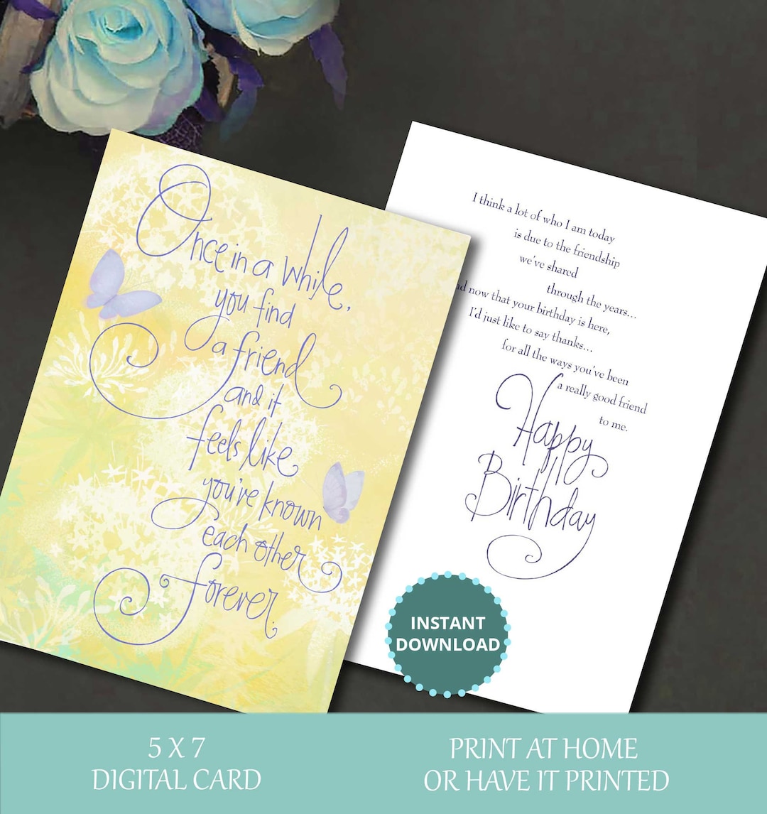 Special Friend Birthday Card: Printable 5x7 Card (digital Download ...