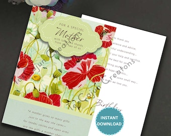 Floral Mother Birthday Card: Printable 5x7 (Digital Download)