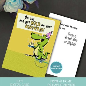 Gehen Sie wild auf Ihrem GEBURTSTAG, Freunde Geburtstag, Geburtstagskarte, digitale Karte, lustige Geburtstagskarte, druckbare Karte, Instant Download,
