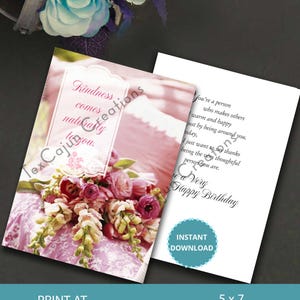 La amabilidad es algo natural en ti, Cumpleaños de un amigo especial, Tarjeta de cumpleaños, Feliz cumpleaños, Imprimible, Tarjeta digital, Descarga instantánea
